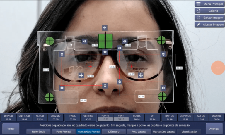 Tiragem de medidas das lentes com um tablet